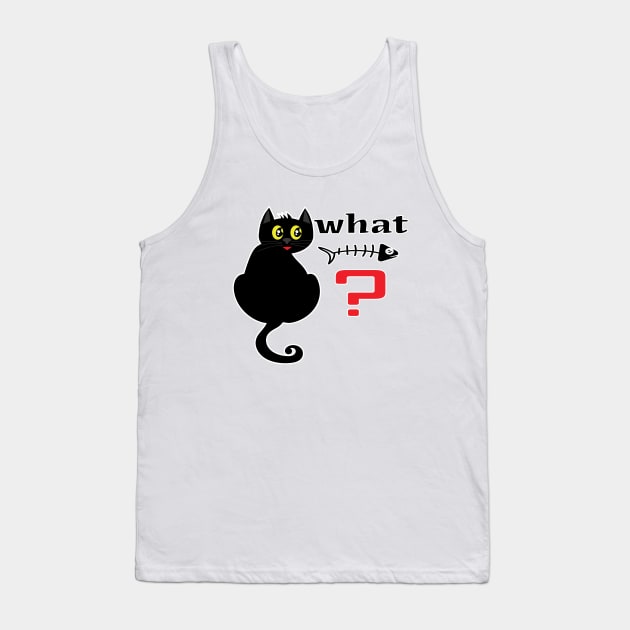 Meowtastic! Cat What? Black cat with his favorite things. Tank Top by moss @ ploy love design